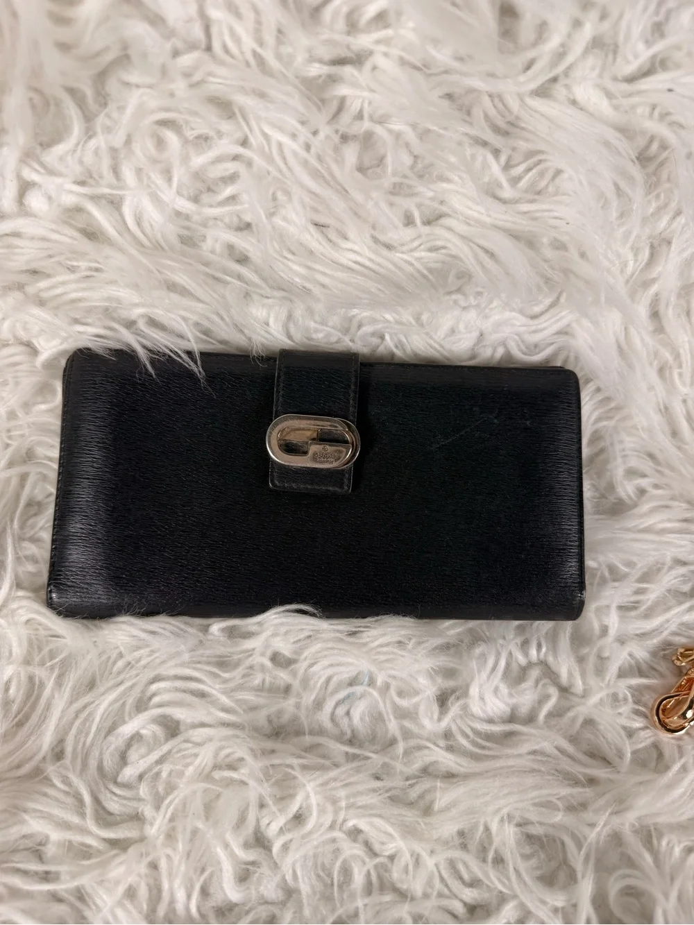 Classic Black Gucci  Leather Long Wallet - Unbranded